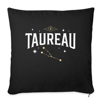 Signe astro taureau - Housse de coussin décorative 45 x 45 cm - noir - Devant