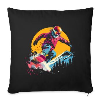 Snowboarder Synthwave - Housse de coussin décorative 45 x 45 cm - noir - Devant
