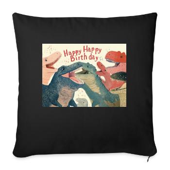 Happy Birthday Dinosaurs - Sofakissenbezug 45 x 45 cm - Schwarz - Vorne