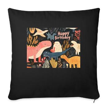Happy Birthday Dino - Sofa pillowcase 17,3'' x 17,3'' (45 x 45 cm) - black - Front