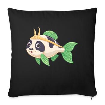 PandaPanzerwels – Süßes Hybrid-Design - Sofakissenbezug 45 x 45 cm - Schwarz - Vorne