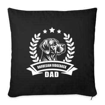 Bannière et couronne « Rhodesian Ridgeback Dad » - Housse de coussin décorative 45 x 45 cm - noir - Devant