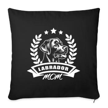 « Maman Labrador » avec bannière et couronne de blé - Housse de coussin décorative 45 x 45 cm - noir - Devant