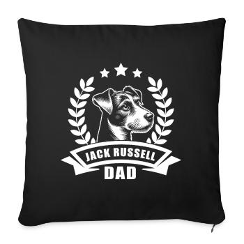 "Jack Russell Dad" with banner and wreath of wheat - Sofa pillowcase 17,3'' x 17,3'' (45 x 45 cm) - black - Front