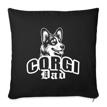 "Corgi Dad" with dog head - Sofa pillowcase 17,3'' x 17,3'' (45 x 45 cm) - black - Front