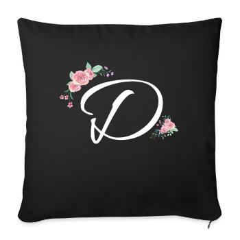 Lettre d fleurs - Housse de coussin décorative 45 x 45 cm - noir - Devant