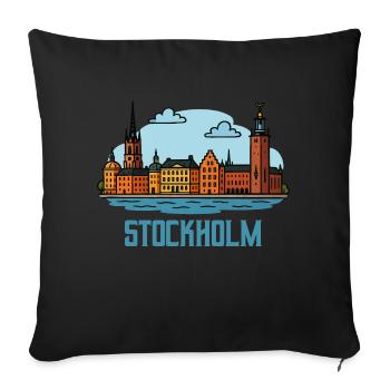 Ville de Stockholm - Housse de coussin décorative 45 x 45 cm - noir - Devant
