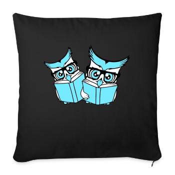 2 hiboux nerd duo geek livre lecture aigle hibou lunettes intelligent - Housse de coussin décorative 45 x 45 cm - noir - Devant
