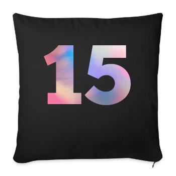 Bunte Zahl 15 - Sofakissenbezug 45 x 45 cm - Schwarz - Vorne