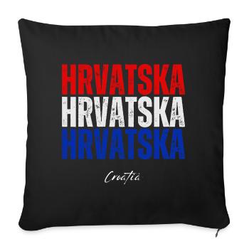 Drapeau croate, fierté croate - Housse de coussin décorative 45 x 45 cm - noir - Devant