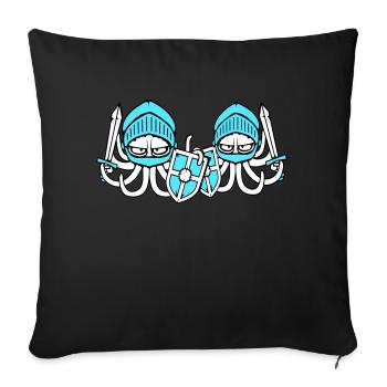 2 Octopus Knight Team Medieval Shield Sword - Sofa pillowcase 17,3'' x 17,3'' (45 x 45 cm) - black - Front