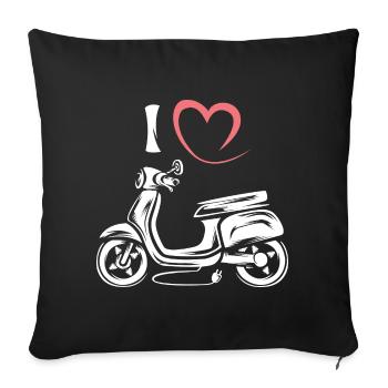 J’aime le scooter - Illustration de scooter électrique - Housse de coussin décorative 45 x 45 cm - noir - Devant