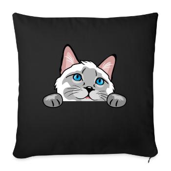 Neugierige Siamkatze - Sofakissenbezug 45 x 45 cm - Schwarz - Vorne