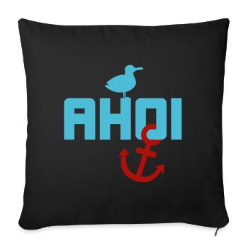 Ahoy Seagull Anchor Holiday Sea North Sea Summer Beach - Sofa pillowcase 17,3'' x 17,3'' (45 x 45 cm) - black - Front