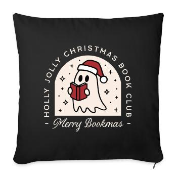 Christmas book club ghost reading holiday reader - Sofa pillowcase 17,3'' x 17,3'' (45 x 45 cm) - black - Front