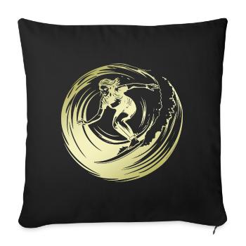 Surfer Silhouette Surfing - Sofa pillowcase 17,3'' x 17,3'' (45 x 45 cm) - black - Front