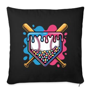 Baseball Home Plate Jelly Beans Frosting - Sofa pillowcase 17,3'' x 17,3'' (45 x 45 cm) - black - Front