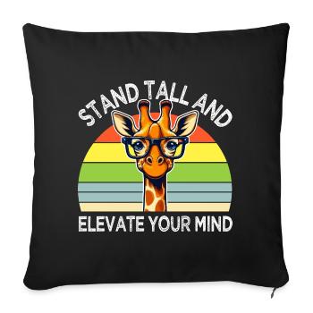 Girafe inspirante aux lunettes arc en ciel - Housse de coussin décorative 45 x 45 cm - noir - Devant