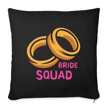 Bride squad anneaux enterrement de vie de jeune fille - Housse de coussin décorative 45 x 45 cm - noir - Devant
