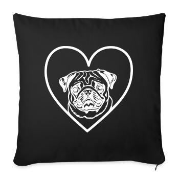 Mops Herz Liebhaber Hundebesitzer - Sofakissenbezug 45 x 45 cm - Schwarz - Vorne