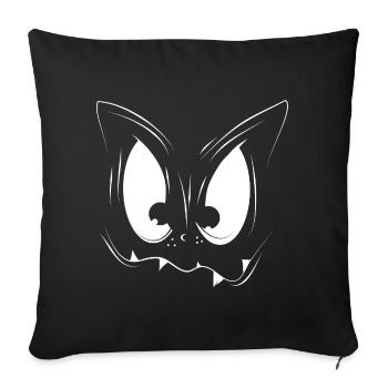 Visage de monstre mignon – grands yeux et attrape - Housse de coussin décorative 45 x 45 cm - noir - Devant