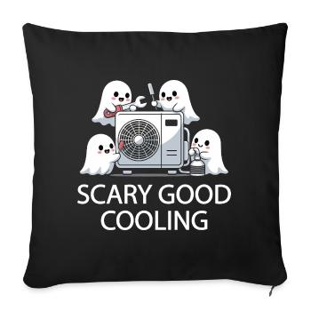 Conception HVAC fantôme d’Halloween - Refroidissement effrayant - Housse de coussin décorative 45 x 45 cm - noir - Devant