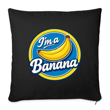 Déguisement de banane Autocollants de fruits de carnaval jaunes Drôles - Housse de coussin décorative 45 x 45 cm - noir - Devant