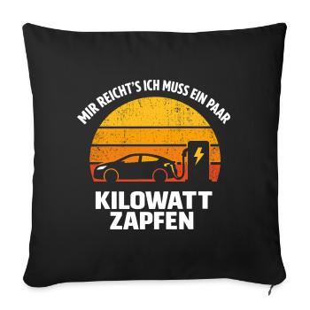 J’en ai assez : utiliser des kilowatts – e-car - Housse de coussin décorative 45 x 45 cm - noir - Devant