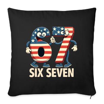 US Flag 67 Memes Six Seven - Sofa pillowcase 17,3'' x 17,3'' (45 x 45 cm) - black - Front