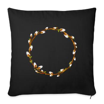 Simple couronne de saule – Décoration printanière - Housse de coussin décorative 45 x 45 cm - noir - Devant