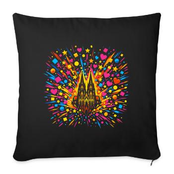 Cologne Cathedral Confetti Carnival Costume - Sofa pillowcase 17,3'' x 17,3'' (45 x 45 cm) - black - Front