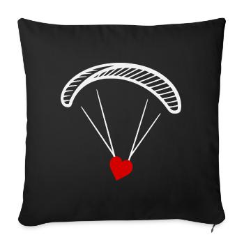 Paraglider - Paraglider with heart - Valentine's Day - Sofa pillowcase 17,3'' x 17,3'' (45 x 45 cm) - black - Front