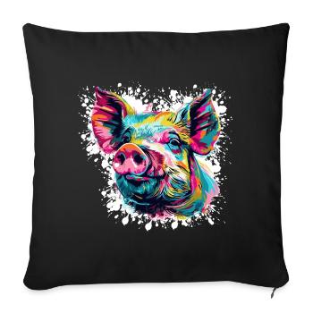 Pop Art Pig Head Color Explosion - Sofa pillowcase 17,3'' x 17,3'' (45 x 45 cm) - black - Front