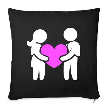 Couple amoureux - Housse de coussin décorative 45 x 45 cm - noir - Devant