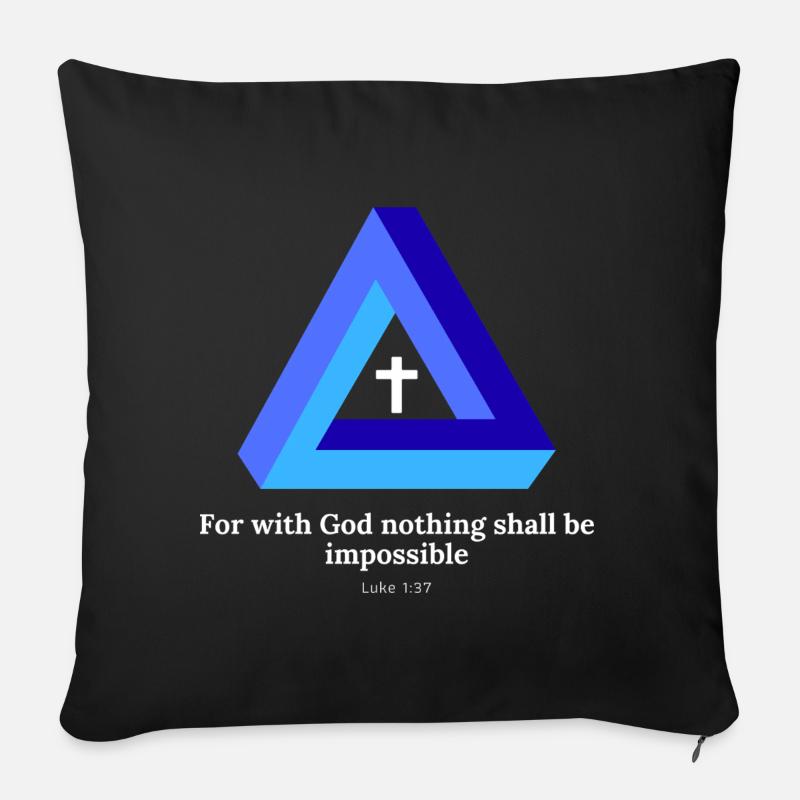 For with God nothing shall be impossible. Luke - Sofakissenbezug 45 x 45 cm - Schwarz
