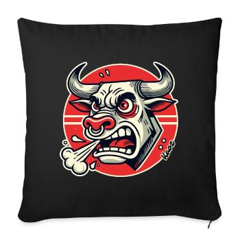 Logo rétro du Taureau en Colère - Housse de coussin décorative 45 x 45 cm - noir - Devant