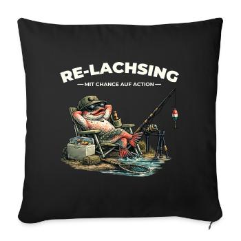 Angler Gift Husband Dad Fishing Re: Salmon & Action - Sofa pillowcase 17,3'' x 17,3'' (45 x 45 cm) - black - Front