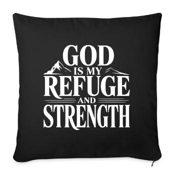 God is My Refuge and Strength - Sofa pillowcase 17,3'' x 17,3'' (45 x 45 cm) - black - Front