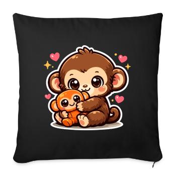 Punch the Monkey Japan - Sofa pillowcase 17,3'' x 17,3'' (45 x 45 cm) - black - Front