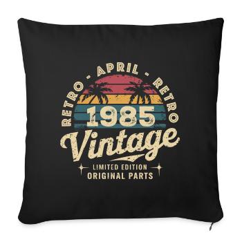 Avril 1985 - April 1985 - Housse de coussin décorative 45 x 45 cm - noir - Devant