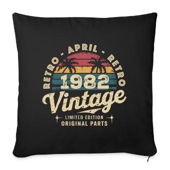Avril 1982 - April 1982 - Sofa pillowcase 17,3'' x 17,3'' (45 x 45 cm) - black - Front
