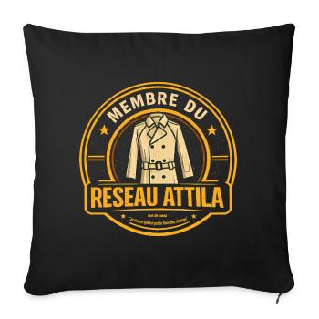 Membre du réseau Attila - humour film culte - Housse de coussin décorative 45 x 45 cm - noir - Devant