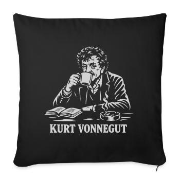 Kurt Vonnegut buvant du café - Housse de coussin décorative 45 x 45 cm - noir - Devant