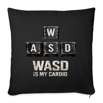 Funny Gaming Keyboard WASD My Cardio Gamer - Sofa pillowcase 17,3'' x 17,3'' (45 x 45 cm) - black - Front
