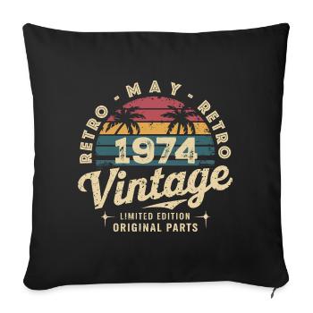 Vintage May 1974: The Authentic Myth May 1974 - Sofa pillowcase 17,3'' x 17,3'' (45 x 45 cm) - black - Front