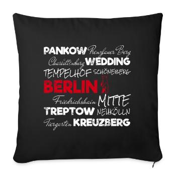 Berlin Retro Stadt und Bär Vintage Urlaub Souvenir - Sofakissenbezug 45 x 45 cm - Schwarz - Vorne