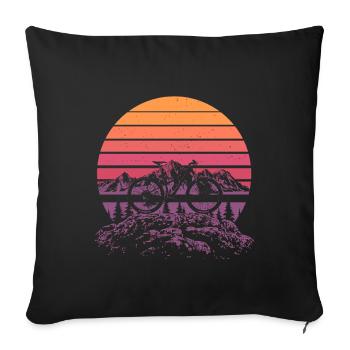 Retro MTB Mountain Bike Alps Sunset Trail Bike - Sofa pillowcase 17,3'' x 17,3'' (45 x 45 cm) - black - Front