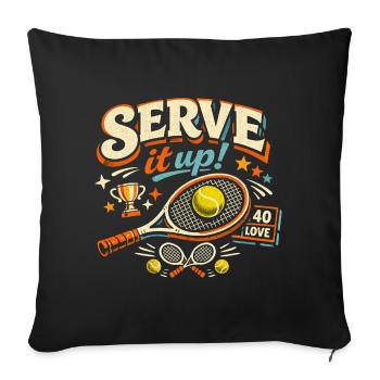 Tennis Serve It Up Retro Motiv - Sofakissenbezug 45 x 45 cm - Schwarz - Vorne