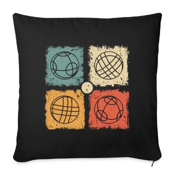 Boules vintage de bocce et de pétanque - Housse de coussin décorative 45 x 45 cm - noir - Devant