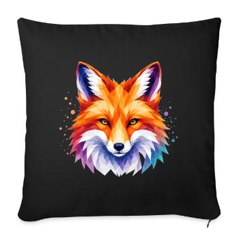 Fuchs Design – Polygon Fox Motiv für Tierliebhaber - Sofakissenbezug 45 x 45 cm - Schwarz - Vorne